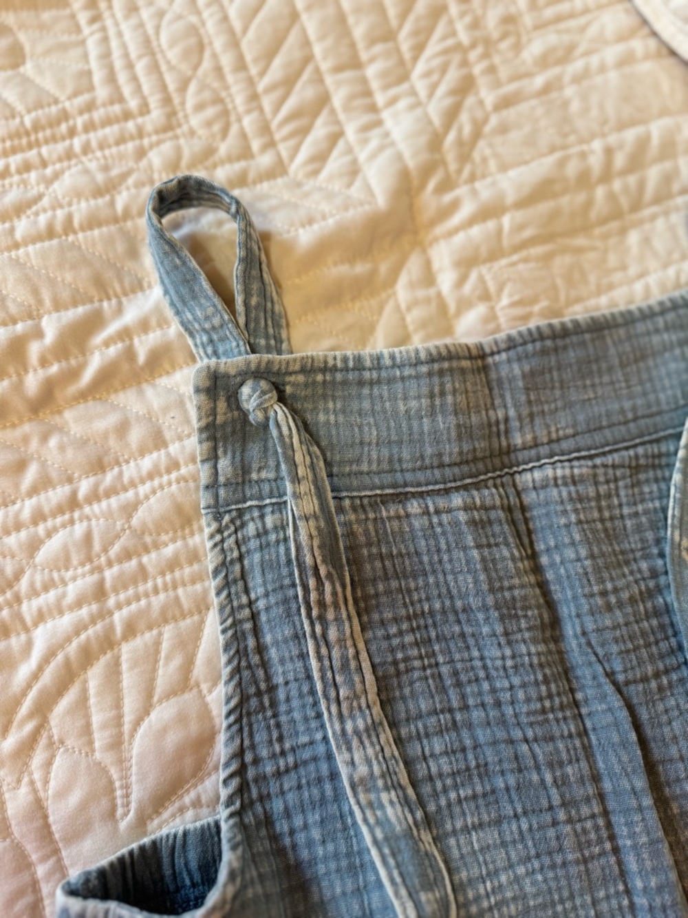 Light Blue Linen-Blend Wide Leg Jumpsuit - Picture 3 of 4